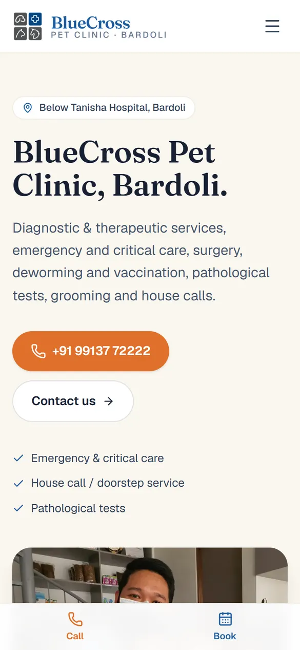 BlueCross Pet Clinic on mobile